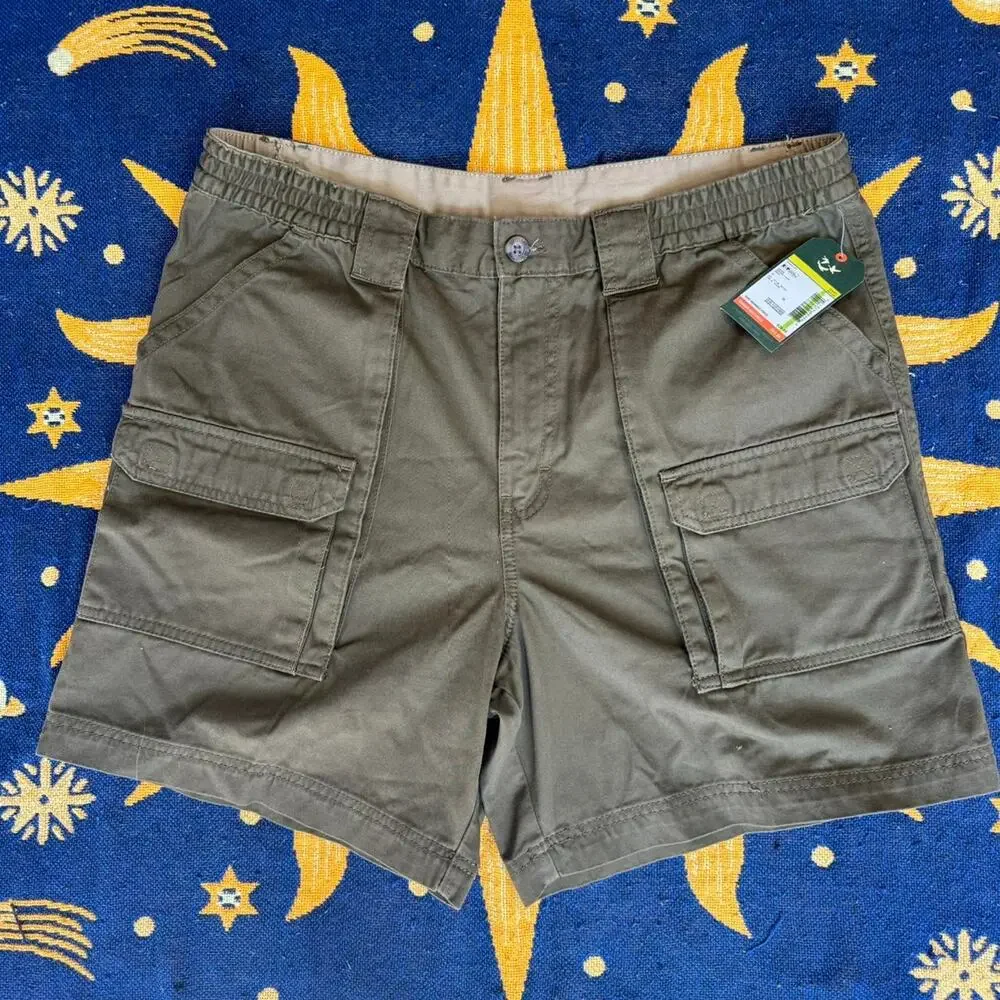 NWT Outdoor Life Explorer Comfort Olive Army Green Cargo Carpentor Shorts 36W